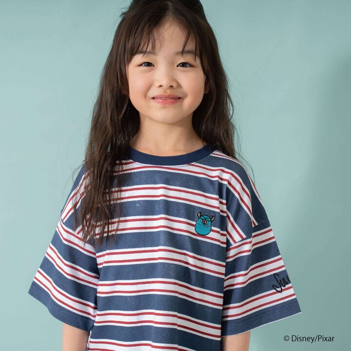 [Monsters, Inc.] Multi Stripe Big Half T-Shirt,Navy, medium image number 9