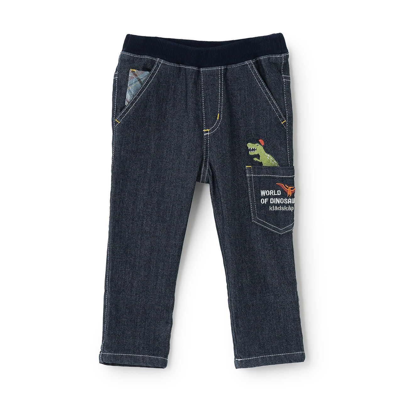 Dinosaur Long-Length Straight Pants,Navy, large image number 0