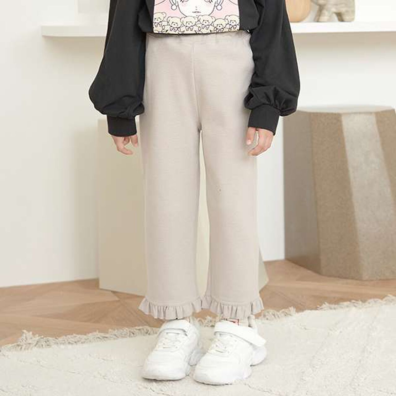 Tomo Frilly Flare Pants,Blue gray, large image number 19