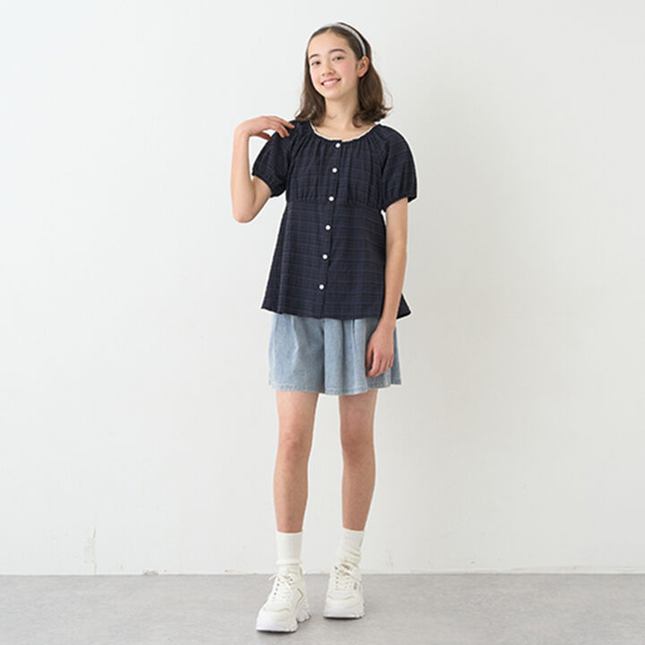 Shirred Blouse,Navy, medium image number 9