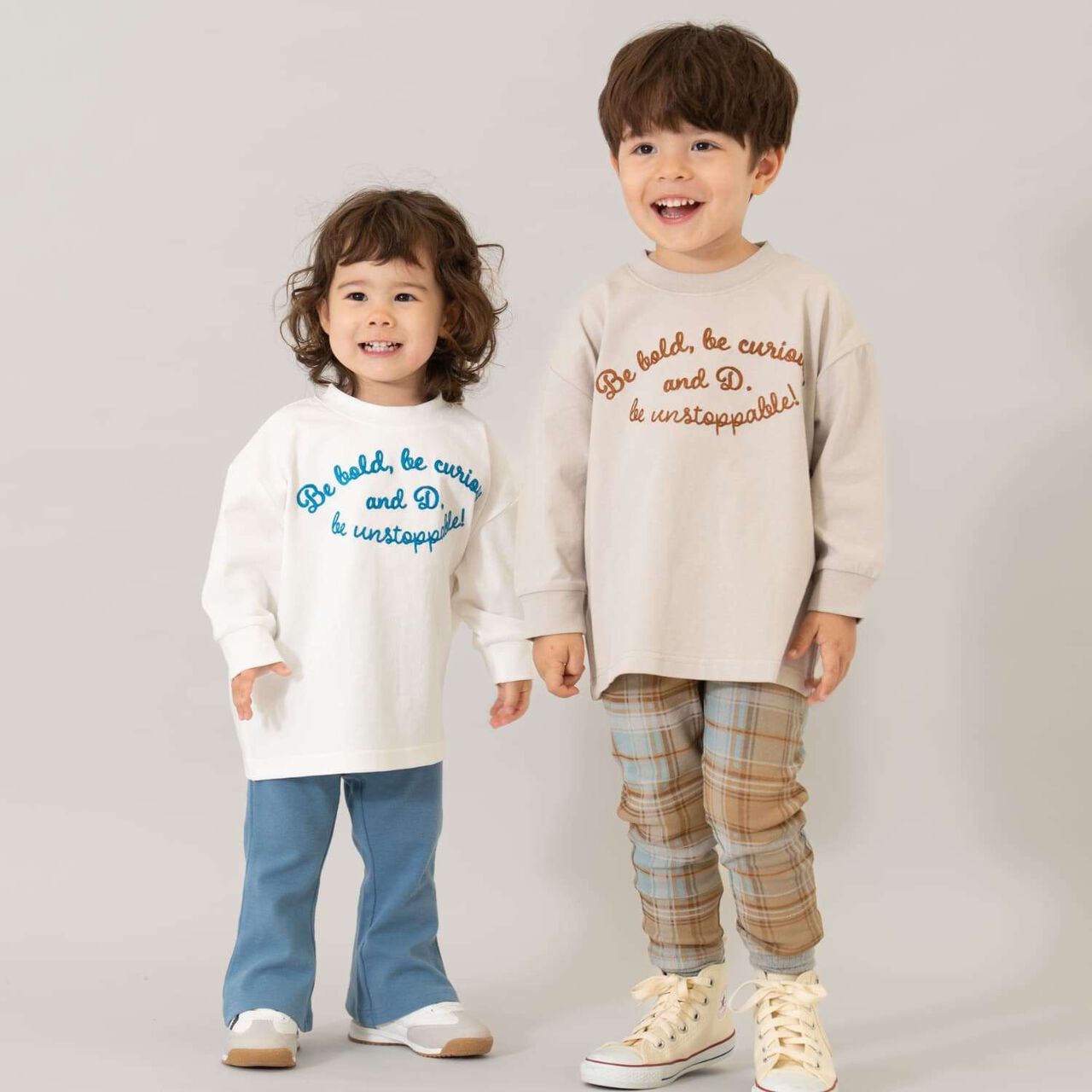 [USA Cotton] Chain Stitch Logo Wide Long Sleeve T-Shirt,Black, large image number 2