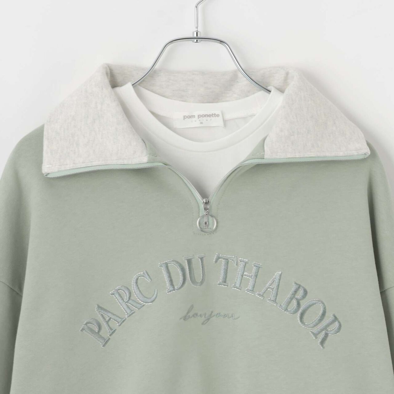 Half ZIP + Long Sleeve T-Shirt Set,Smoke white, large image number 4