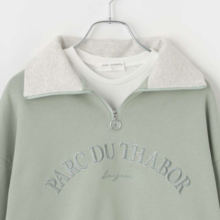 Half ZIP + Long Sleeve T-Shirt Set,Smoke white, medium image number 4