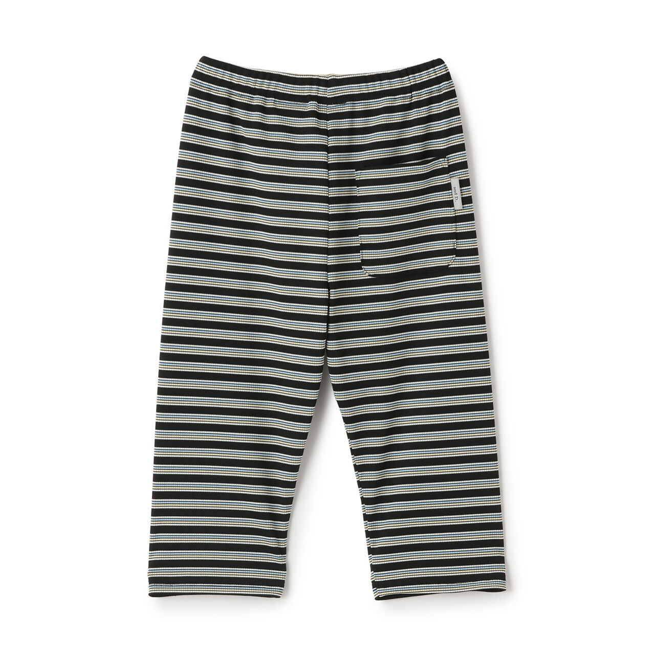 [365D] Rib Stripe Pattern 6-Length Leggings,Black, large image number 1