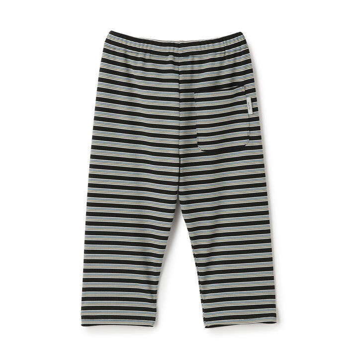 [365D] Rib Stripe Pattern 6-Length Leggings,Black, medium image number 1