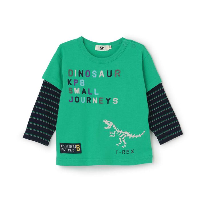 Dinosaur Embroidery Layered Long-Sleeve T-Shirt,, medium