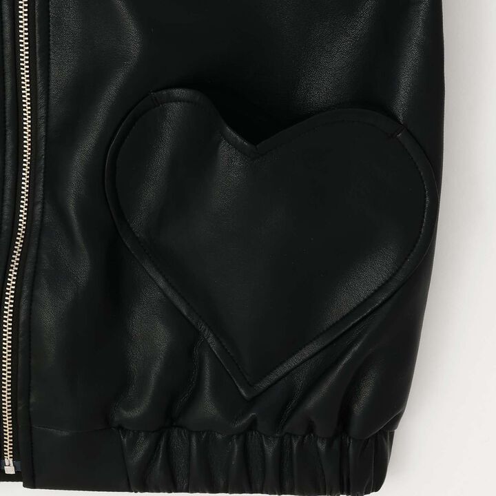 Oversized Faux Leather Bomber Jacket,Pink, medium image number 3