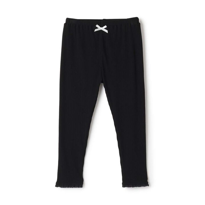 Lace Hem Frill 3/4 Leggings,Top gray, medium image number 1