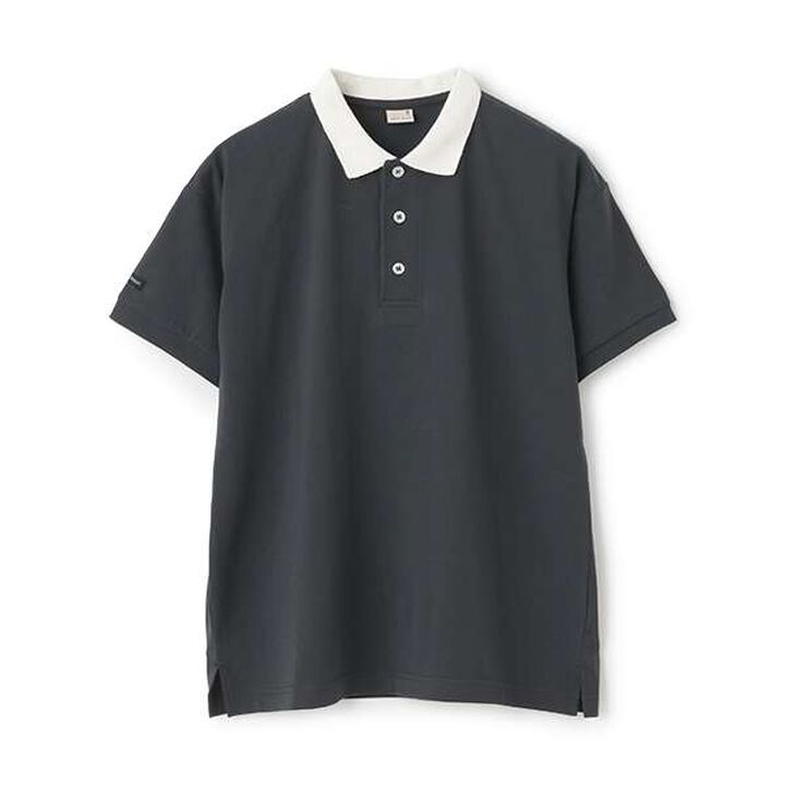 [Cool Touch] Color-Blocked Polo Collar T-Shirt,Charcoal gray, medium image number 0