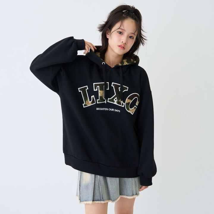 [LTXC] 100% Cotton Wool Lined Boa Logo Hoodie,Black, medium image number 5