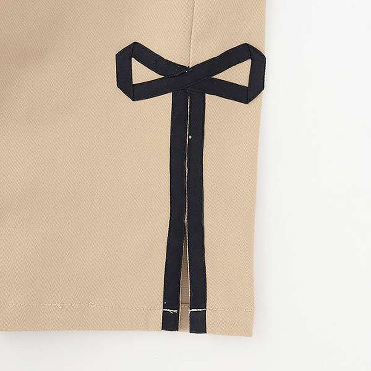 Decorative Ribbon Side Slit Stretch Pants,Ivory, large image number 10