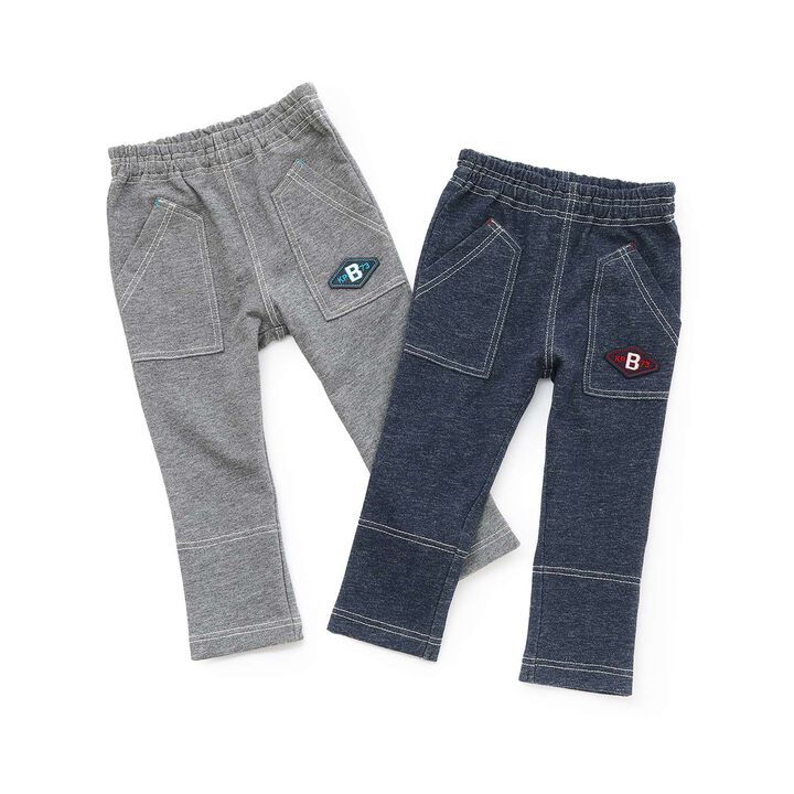 Denim-Look Knit Twill Pants,Navy, medium image number 8