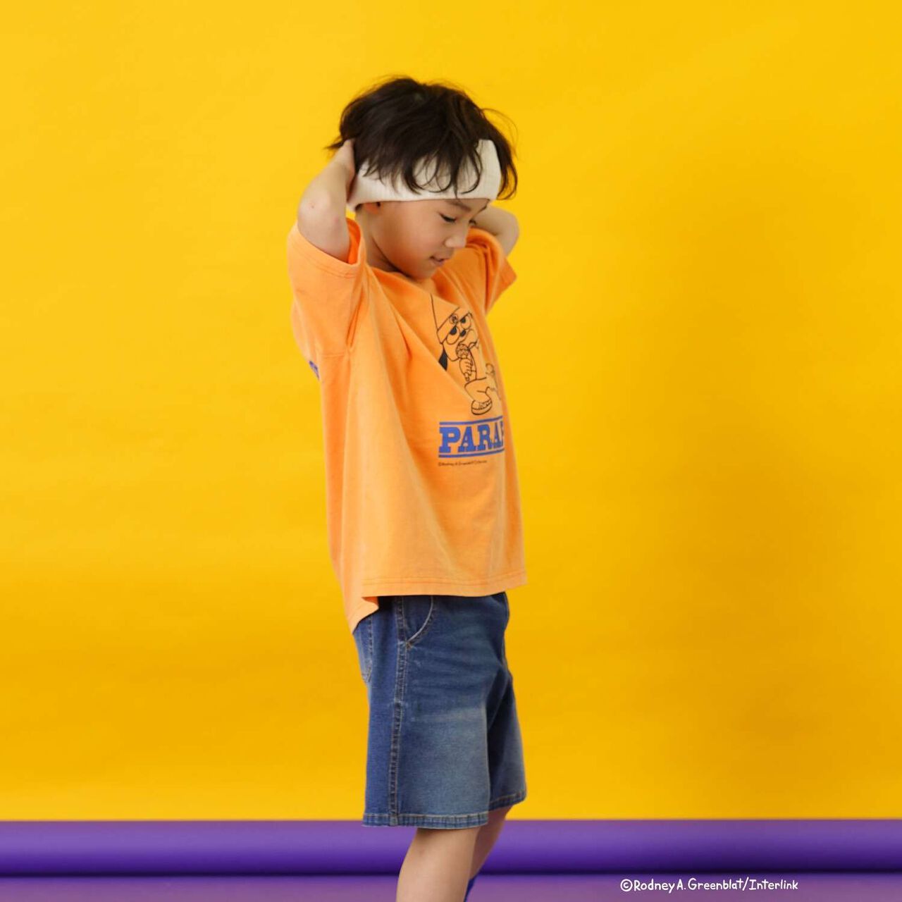 [PaRappa the Rapper] 彩色寬版撞色標誌短袖T恤,橙色, large image number 1