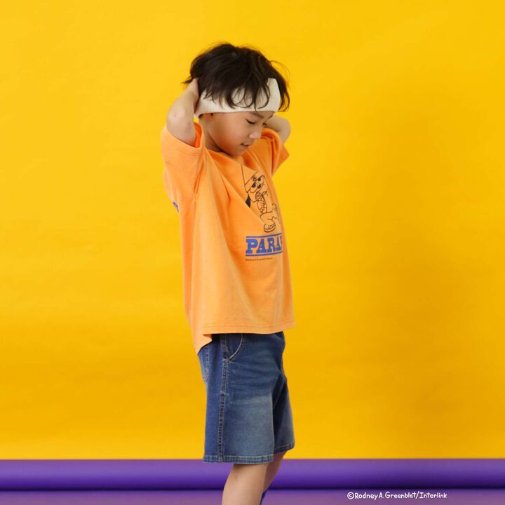 [PaRappa the Rapper] 彩色寬版撞色標誌短袖T恤,橙色, medium image number 1