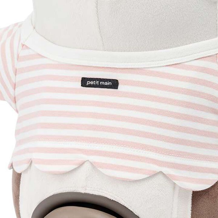 petit main × LOVOT Scallop Trim Stripe Pattern T-Shirt,Navy, medium image number 4