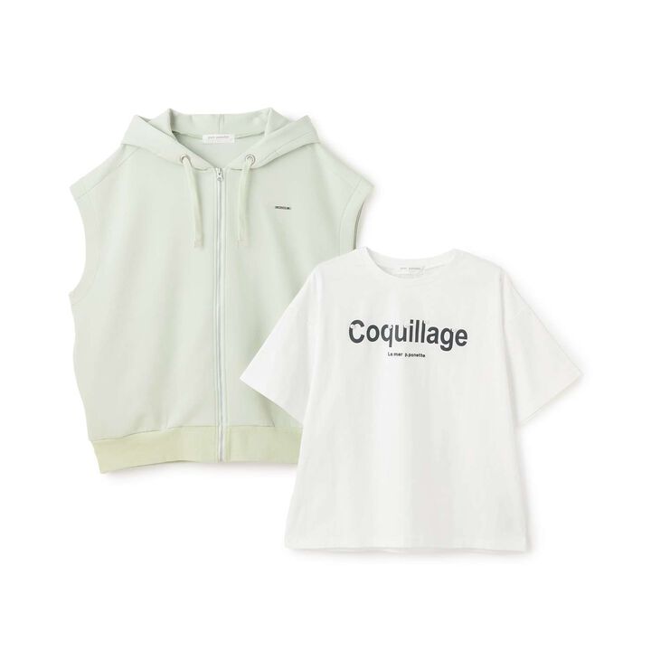 [Sleeveless Parka & T-Shirt Set] [130cm Available],Top gray, medium image number 3