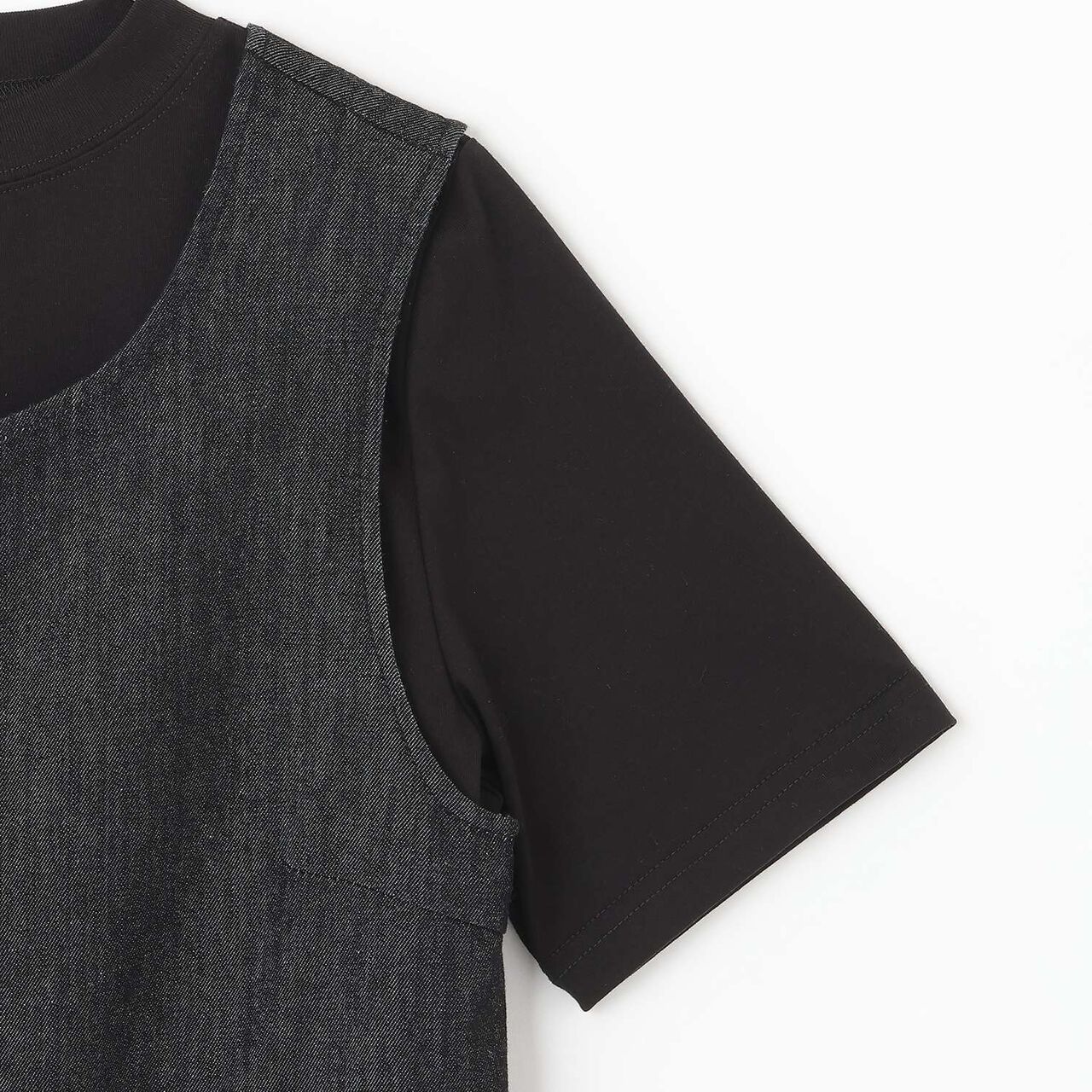 [AMI] Cool Touch Denim Balloon Jumper Skirt Inner Set,Black, large image number 4