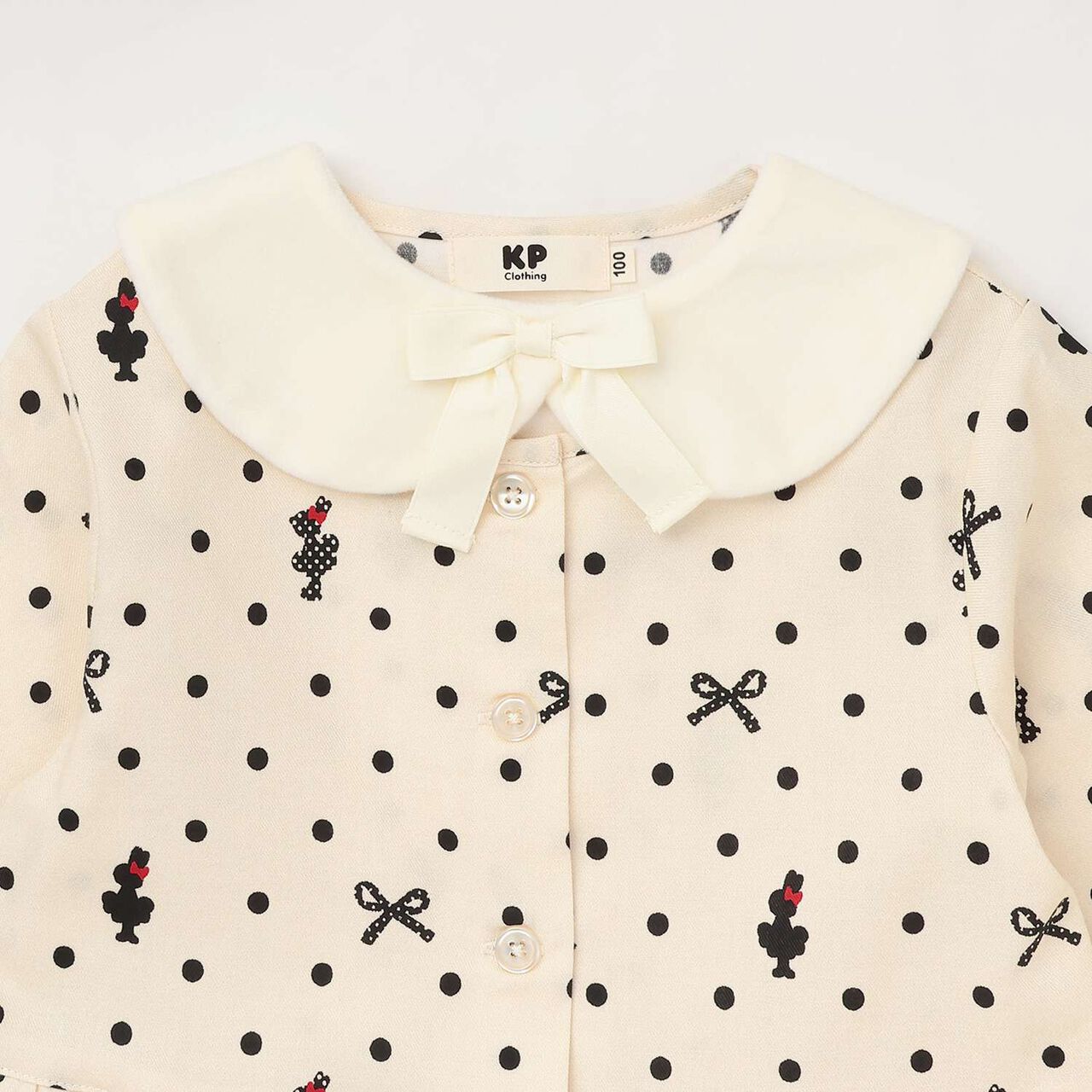 Dot Ribbon Pattern Viera One-Piece Dress [with Tippet],Ivory, large image number 2