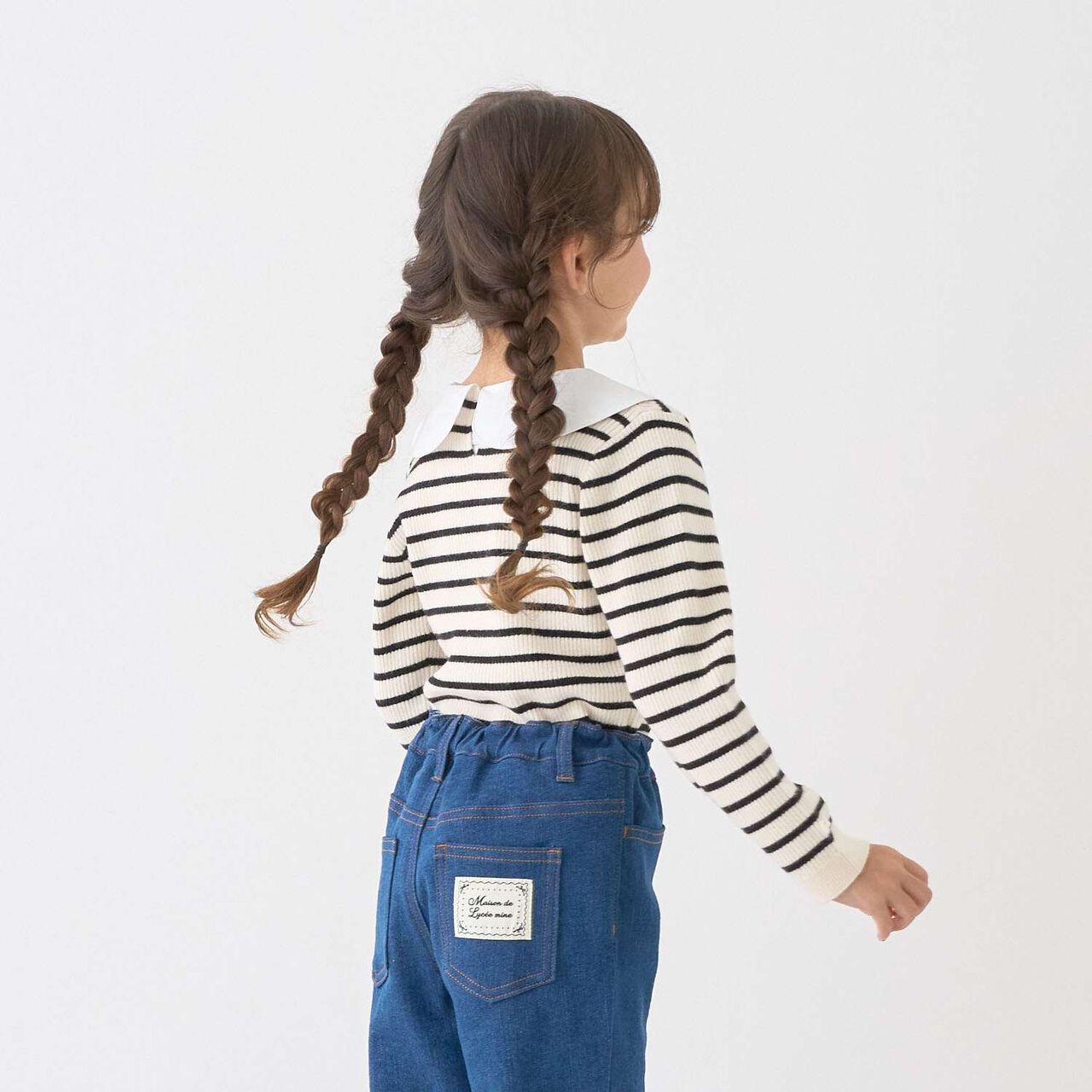 [Machine Washable] Ribbed Knit with Collar,Striped, large image number 8