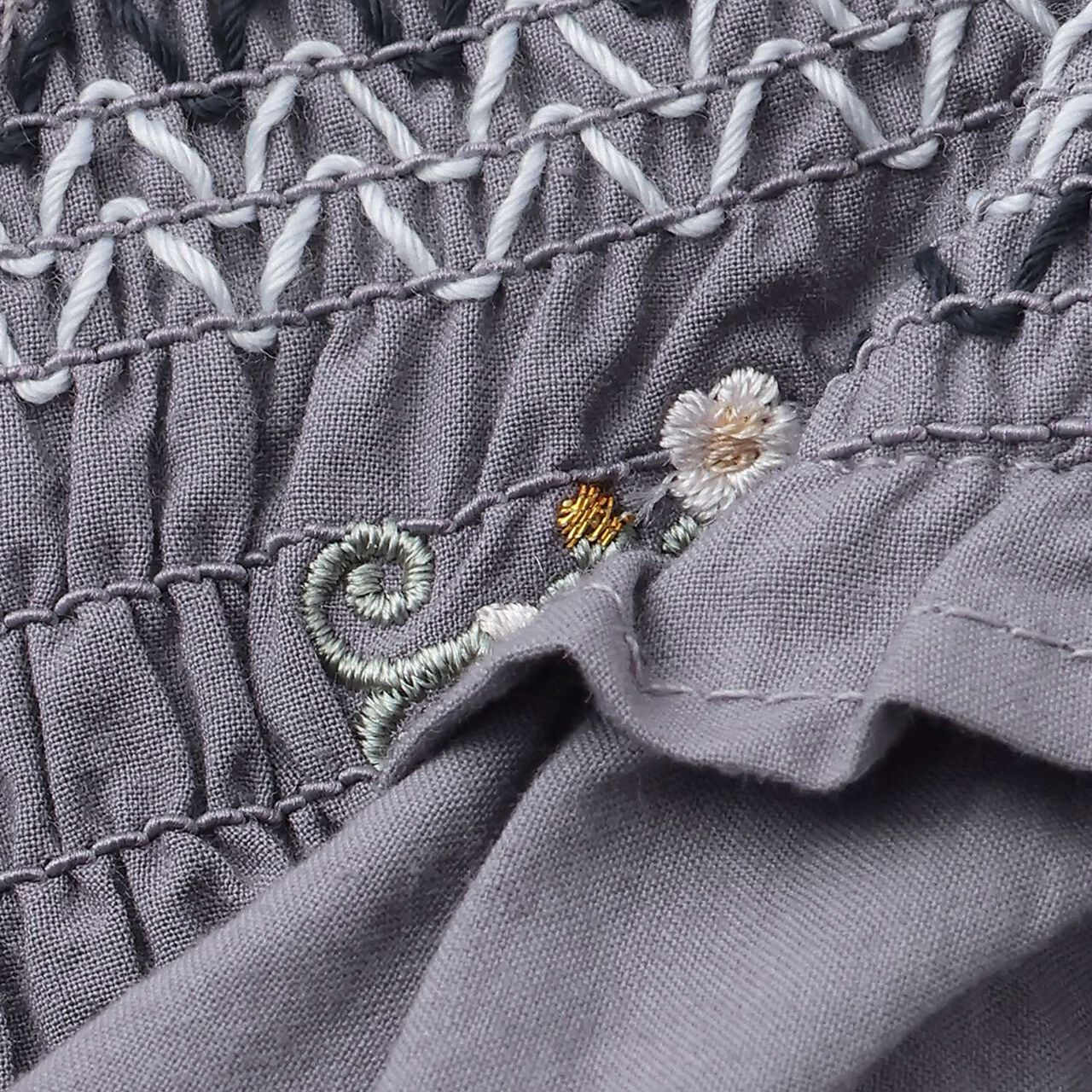 Link Strawberry Embroidery Shirred Tunic,Blue gray, large image number 16