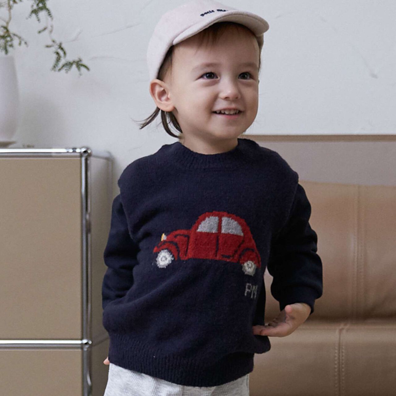 Knit Pattern Combination Sweatshirt,Navy, large image number 0