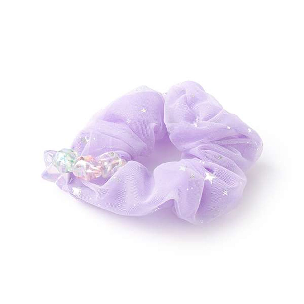Star Bead Sheer Hair Scrunchie,White, large image number 1