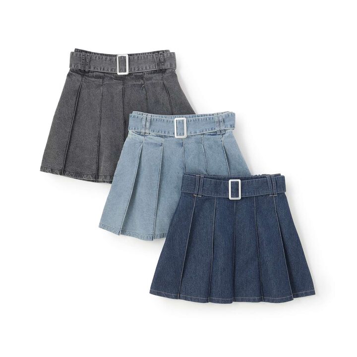 [LTXC] Denim Pleated Skirt with Belt,Navy, medium image number 8