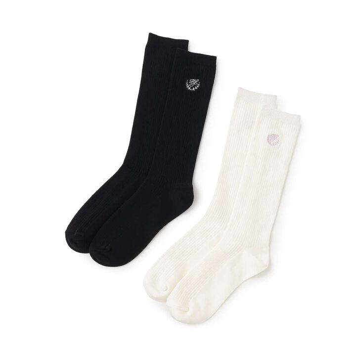 1-Point Embroidered Knee-High Socks,White, medium image number 4