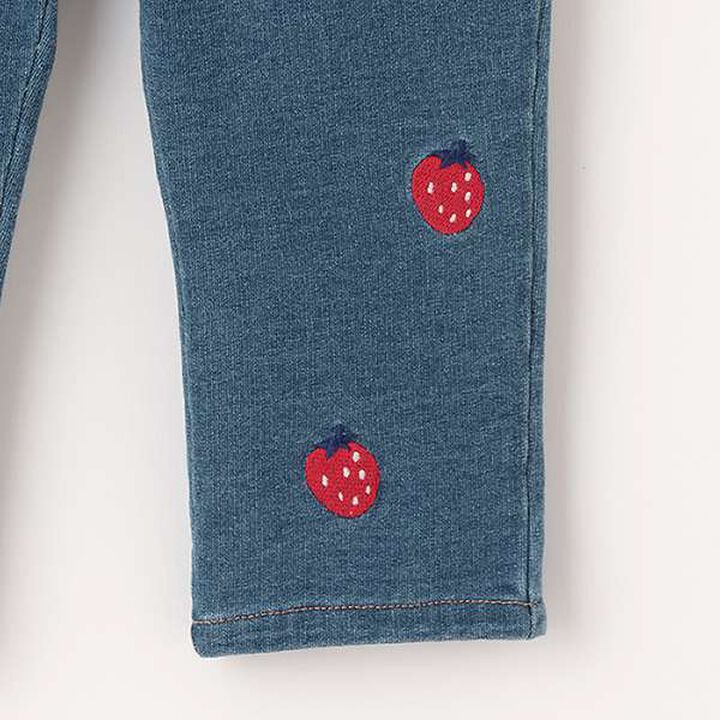 Strawberry Knit Denim Pants,Navy, medium image number 4