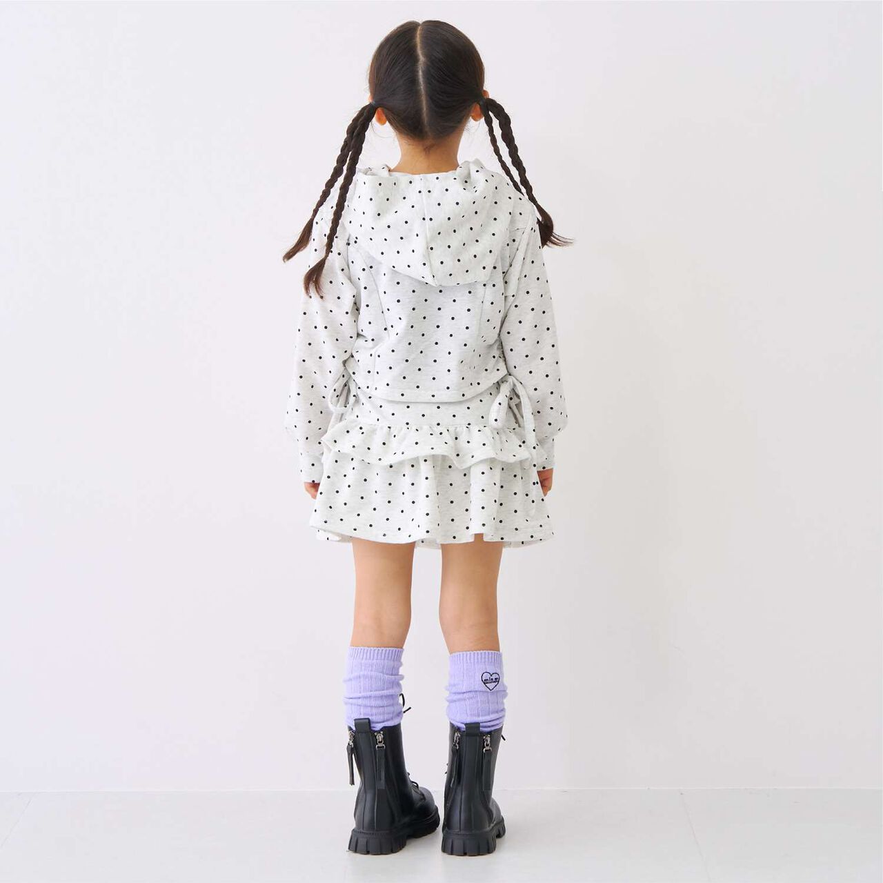 Drawstring Polka Dot Zip Parka,Smoke white, large image number 2