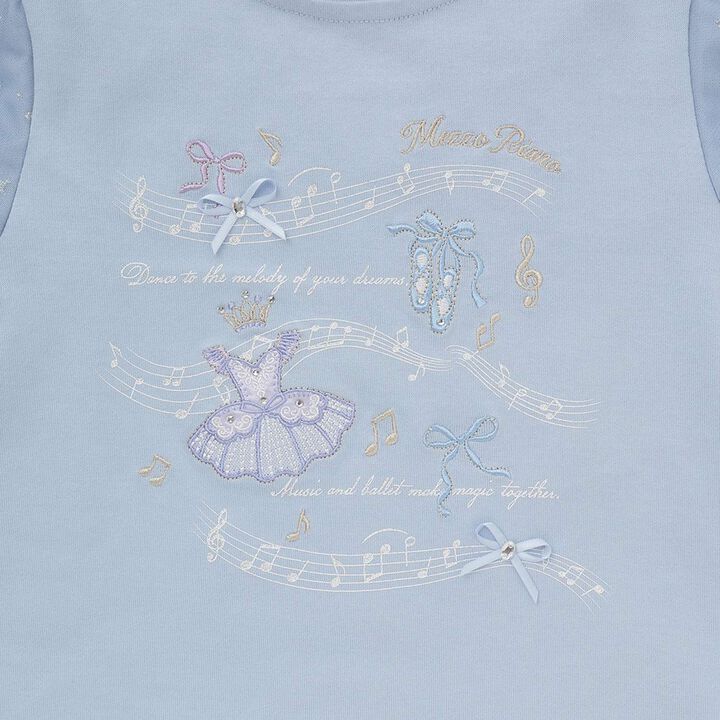 Ballet & Music Note Puff Sleeve T-Shirt,Lavender, medium image number 8