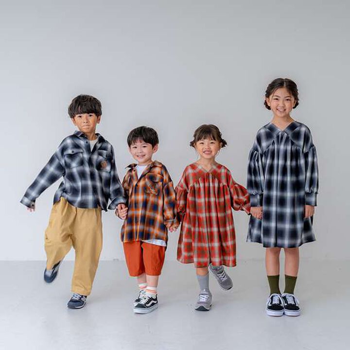 [Link] Ombre Check Emblem Embroidered Shirt,Orange, medium image number 19