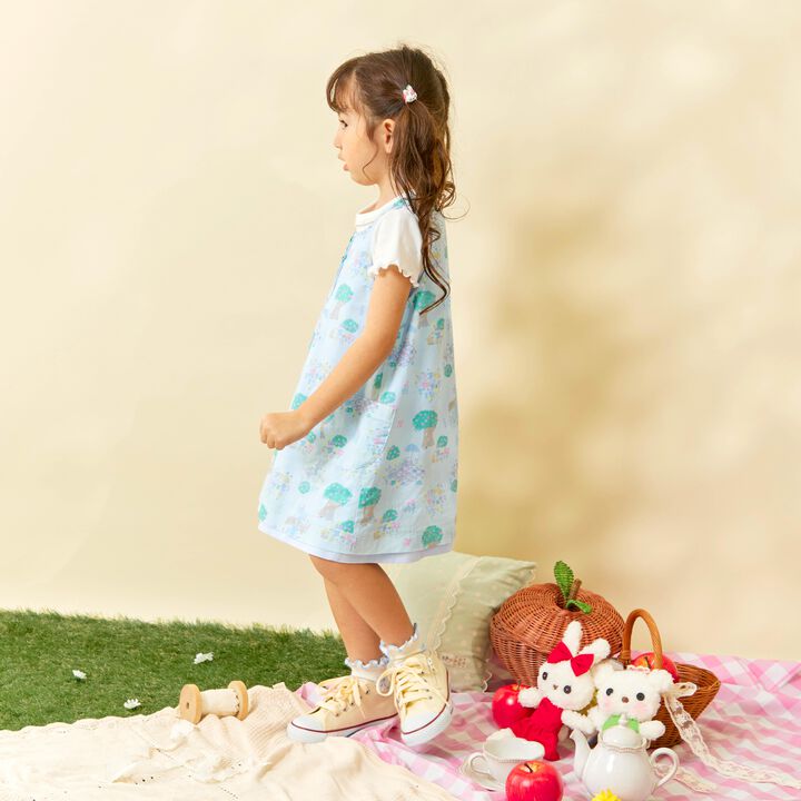 All-Over Pattern Lawn &times; Chambray Reversible Jumper Skirt,Blue, medium image number 25