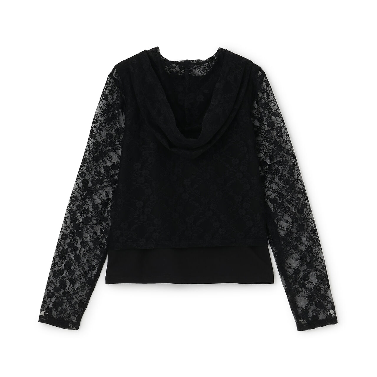 Lace Hoodie + Tank Top Set,Black, large image number 1