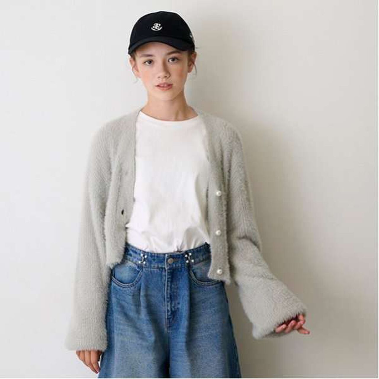 [AMI] Shaggy Knit Long Sleeve T-Shirt Set,Gray, large image number 0