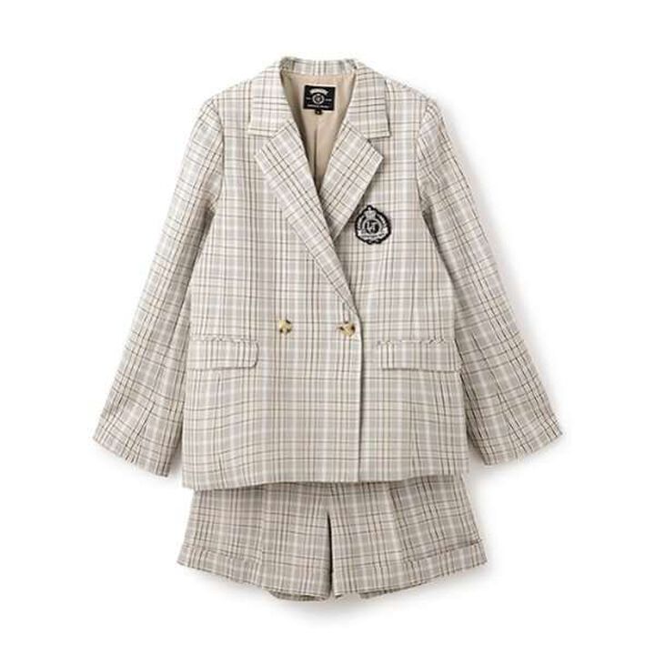 [Graduation Attire] Emblem Jacket and Shorts Outfit Set,Gray, medium image number 1