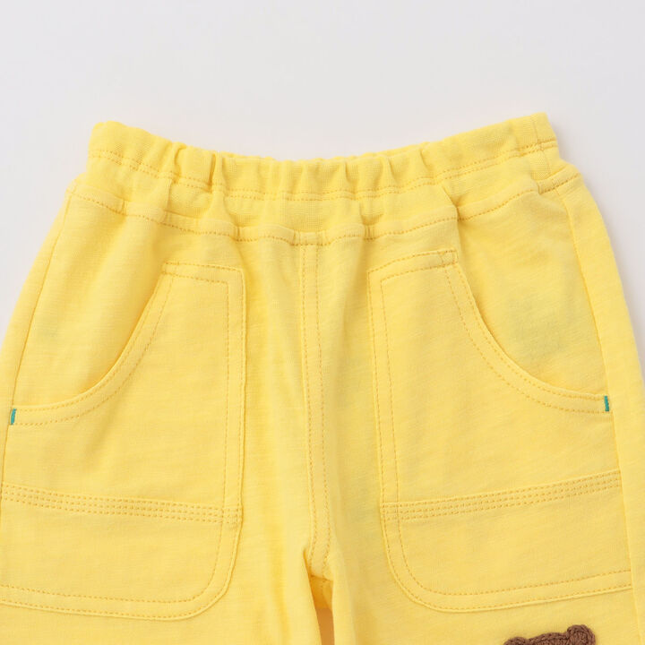 Knit Bear Motif Half Pants,Yellow, medium image number 2