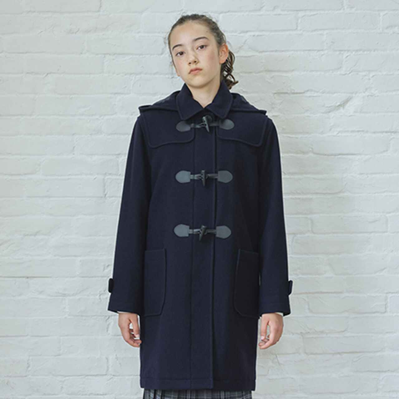 [Graduation Attire] Lightweight Quilted Lined Long Duffle Coat,Navy, large image number 11