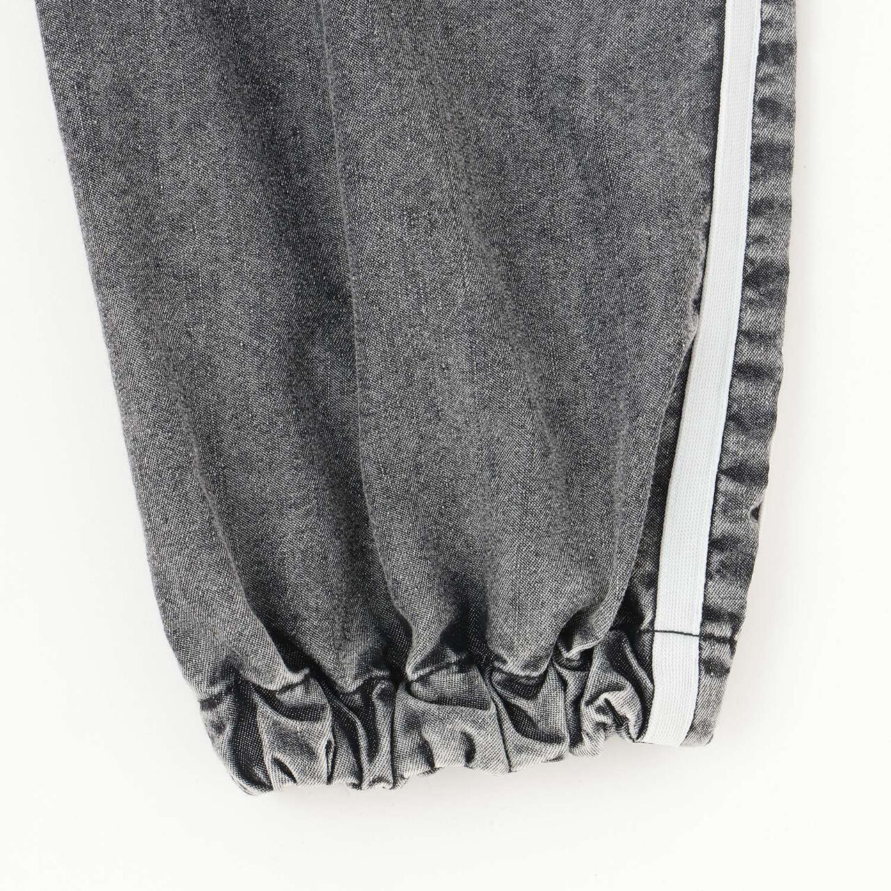 [Elastic Hem] Striped Denim Cargo Pants,Black, large image number 17