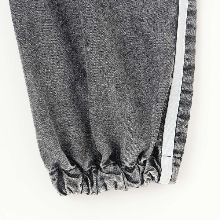 [Elastic Hem] Striped Denim Cargo Pants,Black, medium image number 17