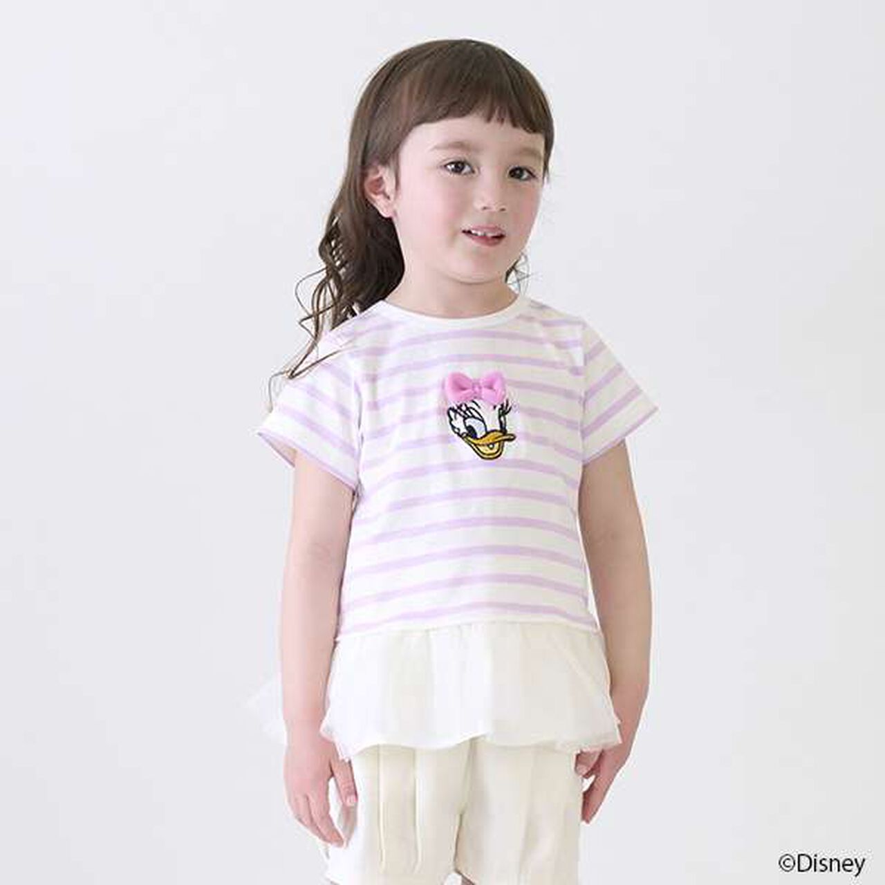 Disney Striped Appliqu&eacute; T-Shirt,Lavender, large image number 0