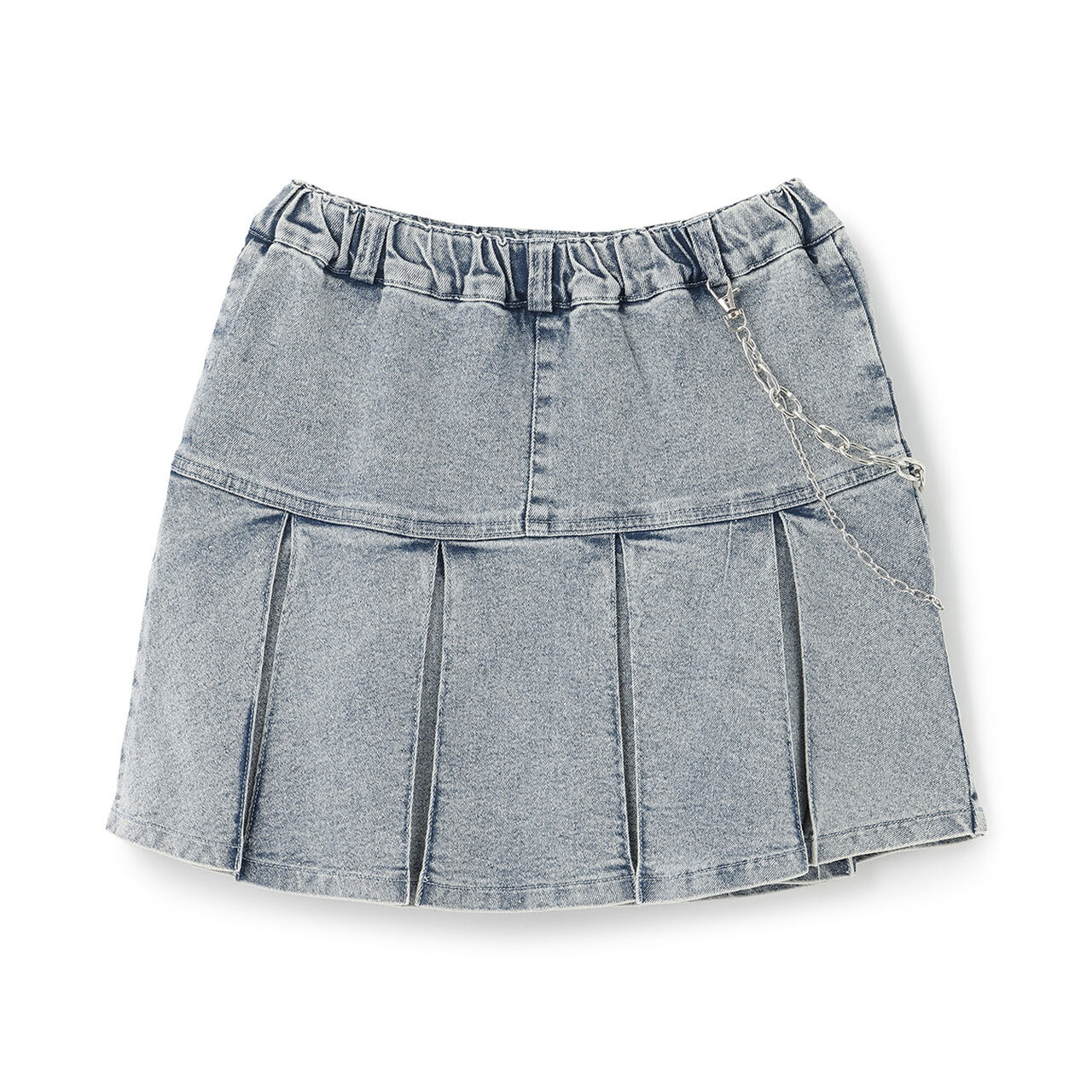 Chain-Accent Pleated Hem Skirt,Black, large image number 10