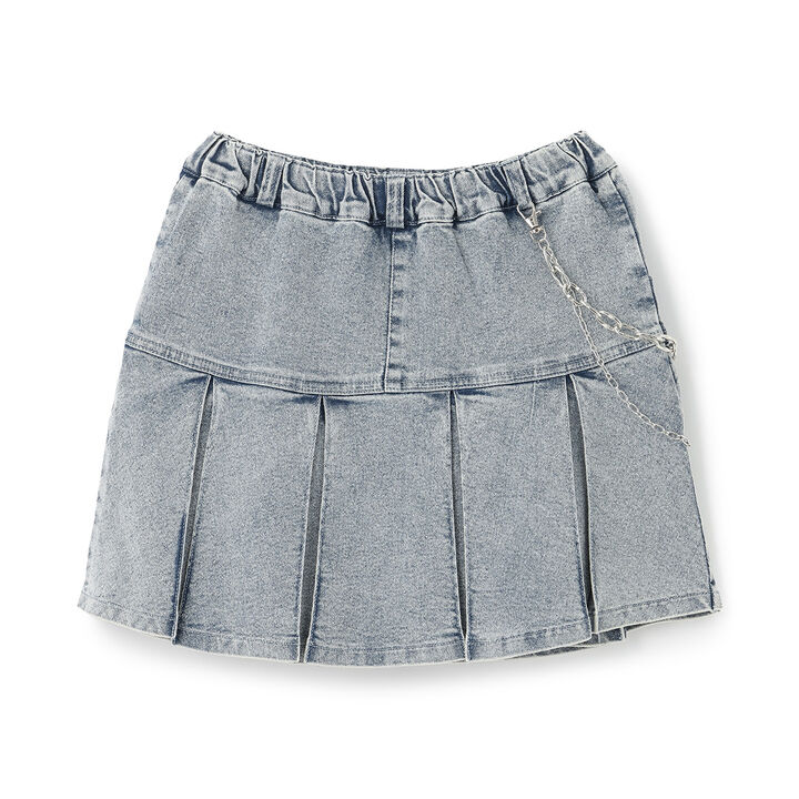 Chain-Accent Pleated Hem Skirt,Black, medium image number 10