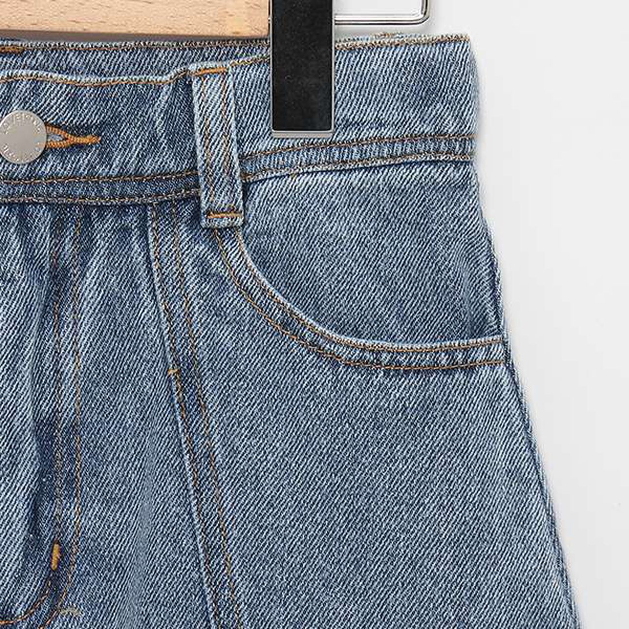 LTXC - Denim Box Pleat Skirt with Inner Shorts,Blue, large image number 12