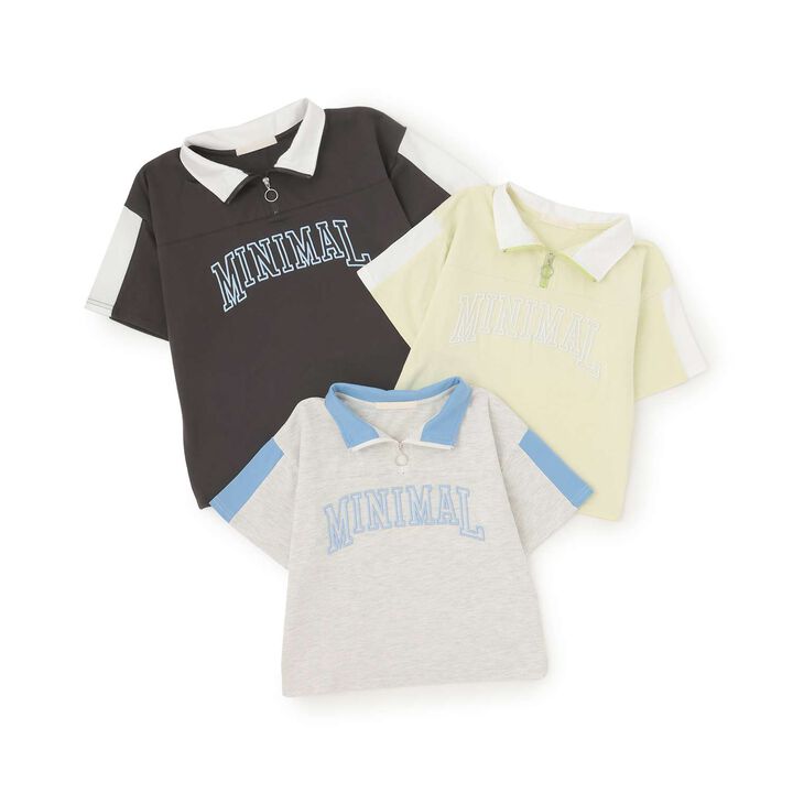 Half-Zip Loose Short Sleeve T-Shirt,Smoke white, medium image number 22
