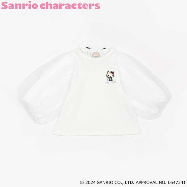 Sanrio Tulle Puff Sleeve 3/4 Long T-Shirt,Off white, medium image number 8