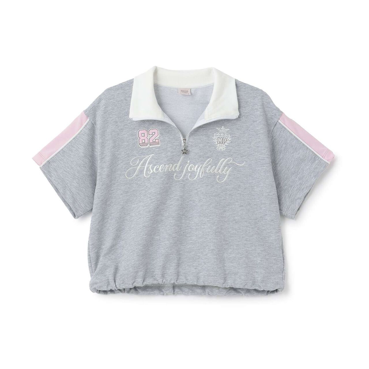 Half Zip Short Sleeve T-Shirt,Gray, large image number 0