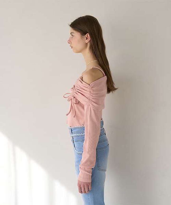 Off-Shoulder Shirred Top,Gray, medium image number 11