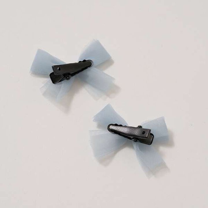 Tulle Ribbon Mini Hair Clips 10-Piece Set,Gray, medium image number 12