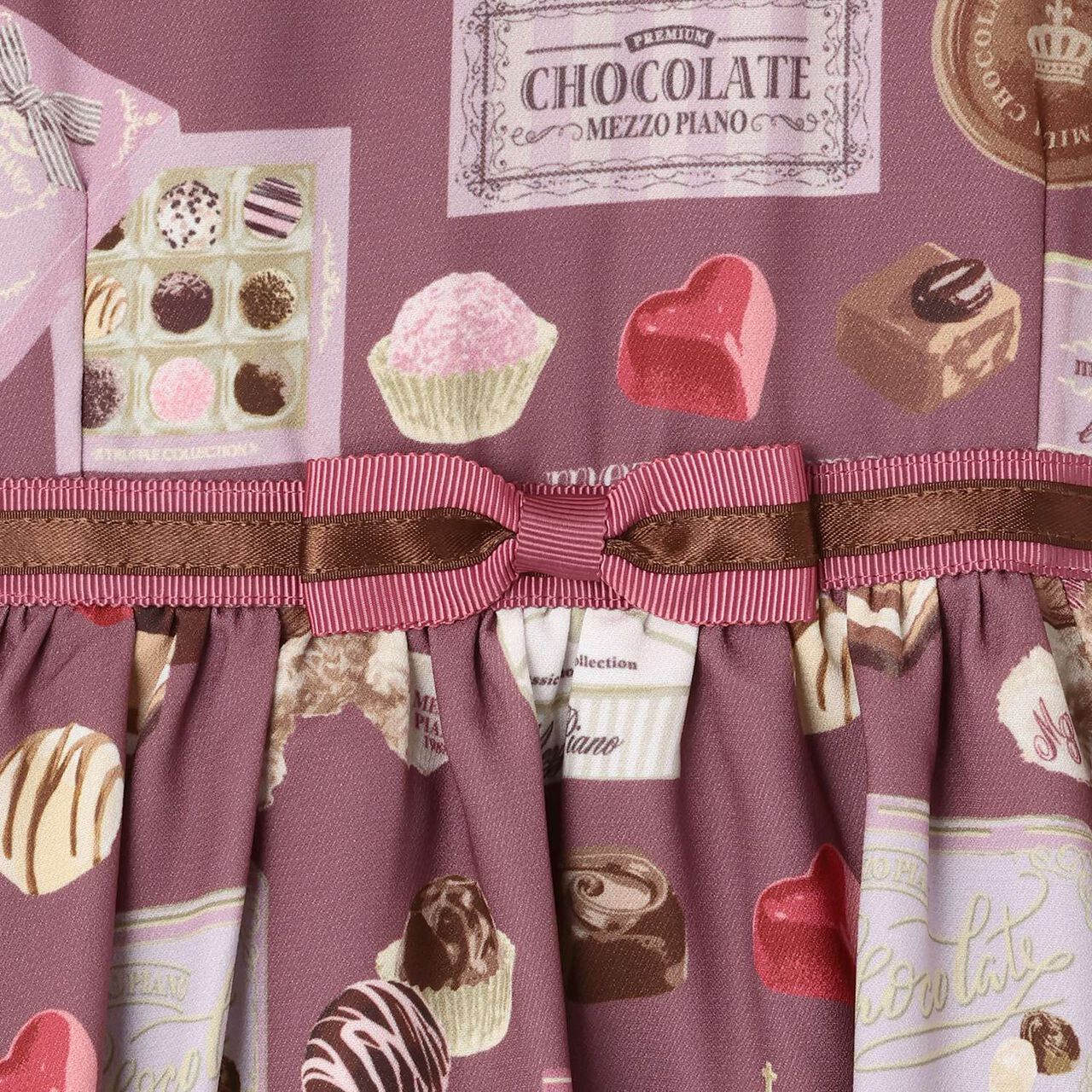 [Restock] Bonbon Chocolate Pattern Docking Dress,Deep red, large image number 3